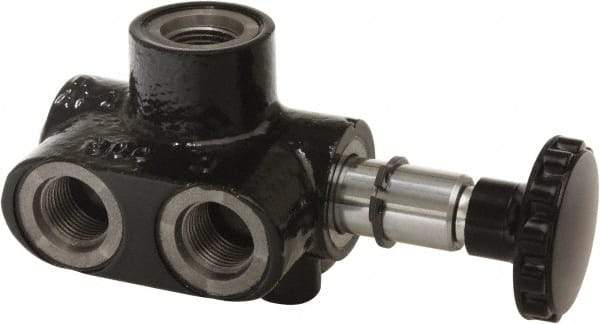 Parker - 10 GPM 1/2 Inlet Cast Iron Hydraulic Control Valve - 3/4-16 Thread, 3,000 psi, 2-3/4" Wide x 5.54" Long - Caliber Tooling