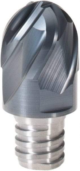 Iscar - MM EB Grade IC908 Carbide Ball Nose Milling Tip Insert - TiAlN Finish, 4 Flutes, 3/4" Cutting Diam, 0.62" Depth of Cut, 1" Extension, 3/8" Cnr Rad, 30° Helix - Caliber Tooling