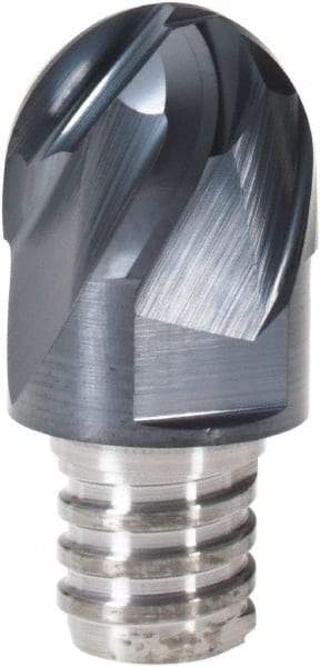 Iscar - MM EB Grade IC908 Carbide Ball Nose Milling Tip Insert - TiAlN Finish, 4 Flutes, 5/8" Cutting Diam, 0.47" Depth of Cut, 0.8" Extension, 5/16" Cnr Rad, 30° Helix - Caliber Tooling