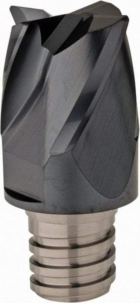 Iscar - MM EC Grade IC908 Carbide End Milling Tip Insert - TiAlN Finish, 4 Flutes, 3/4" Cutting Diam, 0.62" Depth of Cut, 1" Extension, 0.03" Cnr Rad, 30° Helix - Caliber Tooling