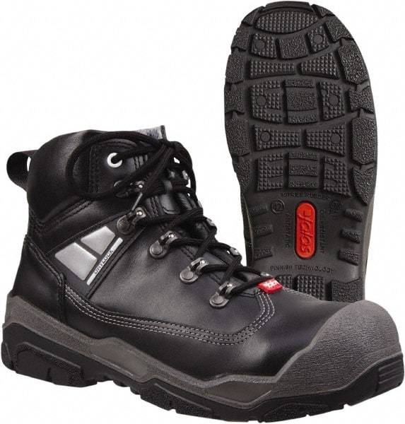 Tegera - Men's Size 11 Medium Width Steel Work Boot - Black, Leather Upper, Rubber Outsole, 6" High, Pull-On - Caliber Tooling