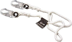 Miller - 4' Long, 310 Lb Capacity, 1 Leg Locking Snap Hook Harness Positioning/Restraint Lanyard - 1-1/2" Diam, Filament Nylon Rope, Locking Snap Hook Anchorage Connection - Caliber Tooling