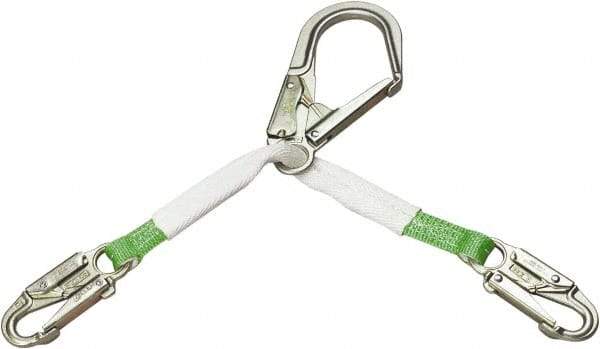 Miller - 2.92' Long, 310 Lb Capacity, 1 Leg Locking Snap Hook Harness Positioning/Restraint Lanyard - 1-1/2" Diam, Polyester Webbing, Locking Snap Hook Anchorage Connection - Caliber Tooling