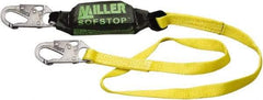 Miller - 6' Long, 310 Lb Capacity, 1 Leg Locking Snap Hook Harness Shock Absorbing Lanyard - 1-1/2" Diam, Polyester Webbing, Locking Snap Hook Anchorage Connection - Caliber Tooling