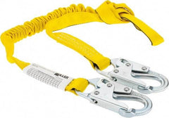 Miller - 6' Long, 310 Lb Capacity, 1 Leg Locking Snap Hook Harness Shock Absorbing Lanyard - 1-1/2" Diam, Polyester Webbing, Locking Snap Hook Anchorage Connection - Caliber Tooling