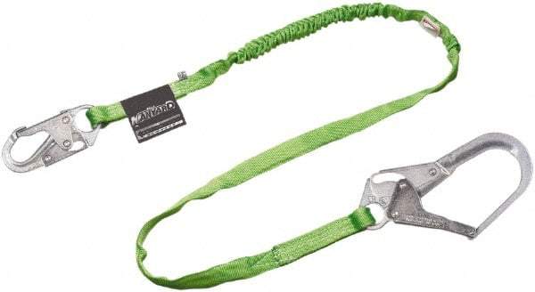 Miller - 6' Long, 310 Lb Capacity, 1 Leg Locking Snap Hook Harness Lanyard - 1-1/2" Diam, Polyester, Locking Rebar Hook Anchorage Connection - Caliber Tooling