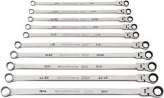 GearWrench - 10 Piece, 1/4" to 3/4", Ratcheting Flexhead Combination Wrench Set - Inch Measurement Standard, Chrome Finish - Caliber Tooling