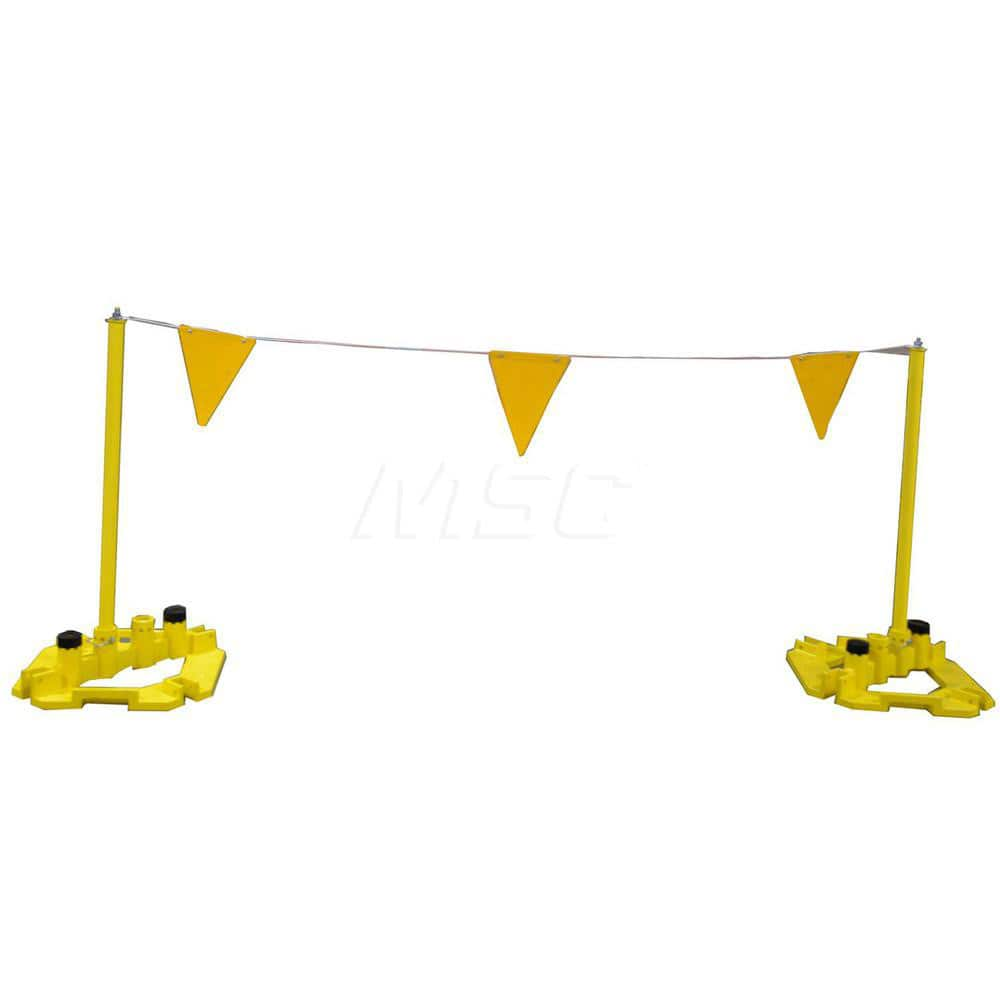 Free Standing Warning Line Kit Post: 39″ High, 1.63″ Dia, Steel Post Steel Rectangular Base, Yellow