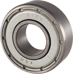 Nice - 1/2" Bore Diam, 1-3/8" OD, Double Shield Precision Ground Radial Ball Bearing - 7/16" Wide, 1 Row, Round Bore, 850 Lb Static Capacity, 1,878 Lb Dynamic Capacity - Caliber Tooling