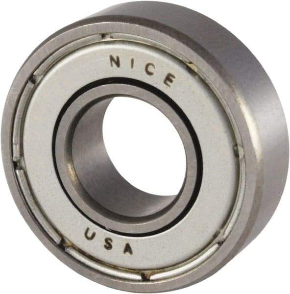 Nice - 3/8" Bore Diam, 29/32" OD, Double Shield Precision Ground Radial Ball Bearing - 5/16" Wide, 1 Row, Round Bore, 300 Lb Static Capacity, 698 Lb Dynamic Capacity - Caliber Tooling