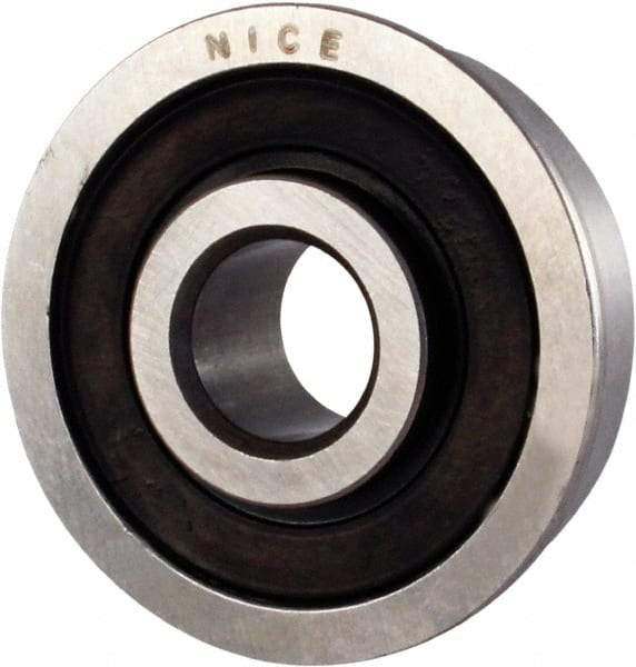 Nice - 1/4" Bore Diam, 11/16" OD, Double Seal Semi Ground Extra Light Radial Ball Bearing - 5/16" Wide, With Flange, 1 Row, Round Bore, 170 Lb Static Capacity, 255 Lb Dynamic Capacity - Caliber Tooling