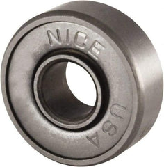 Nice - 1/4" Bore Diam, 11/16" OD, Double Shield Semi Ground Extra Light Radial Ball Bearing - 1/4" Wide, 1 Row, Round Bore, 170 Lb Static Capacity, 255 Lb Dynamic Capacity - Caliber Tooling