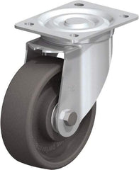 Blickle - 6" Diam x 2" Wide x 7-1/2" OAH Top Plate Mount Swivel Caster - Heat-Resistant Nylon, 770 Lb Capacity, Ball Bearing, 5-1/2 x 4-3/8" Plate - Caliber Tooling