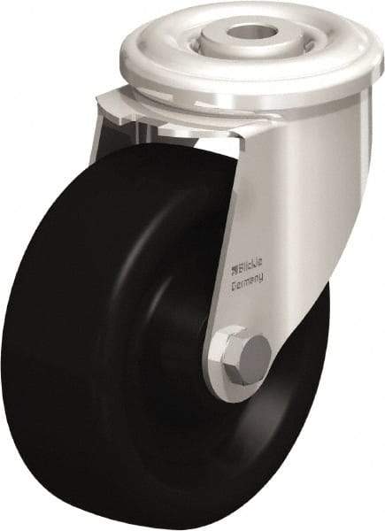 Blickle - 4" Diam x 1-1/2" Wide x 4-59/64" OAH Hollow Kingpin Mount Swivel Caster - Heat-Resistant Phenolic Resin, 330 Lb Capacity, Plain Bore Bearing, Hollow Kingpin Stem - Caliber Tooling