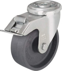 Blickle - 4" Diam x 1-3/16" Wide x 4-59/64" OAH Hollow Kingpin Mount Swivel Caster with Brake - Heat-Resistant Nylon, 330 Lb Capacity, Plain Bore Bearing, Hollow Kingpin Stem - Caliber Tooling