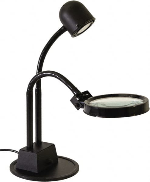 Electrix - 7 Volt, LED, Machine Light - Weighted for Desk, 7 Ft. Cord, 1.75x Magnification, 5 Inch Light Diameter, Black - Caliber Tooling