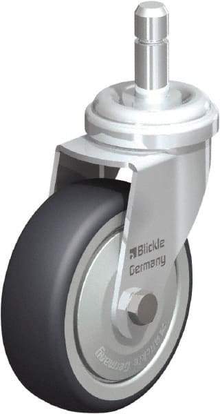 Blickle - 3" Diam x 63/64" Wide x 3-55/64" OAH Stem Mount Swivel Caster - Rubber Elastomer (TPE), 165 Lb Capacity, Ball Bearing, Friction Stem - Caliber Tooling