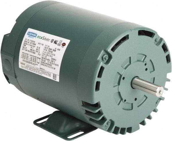 Leeson - 1 Max hp, 1,800 Max RPM, Premium Efficient Electric AC DC Motor - 230/460 V Input, Three Phase, 56C Frame, 5/8" Shaft Diam, C-Face Mount, ODP Enclosure - Caliber Tooling