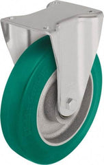 Blickle - 10" Diam x 2-23/64" Wide x 11-39/64" OAH Top Plate Mount Rigid Caster - Polyurethane-Elastomer Blickle Softhane, 1,980 Lb Capacity, Ball Bearing, 5-1/2 x 4-3/8" Plate - Caliber Tooling