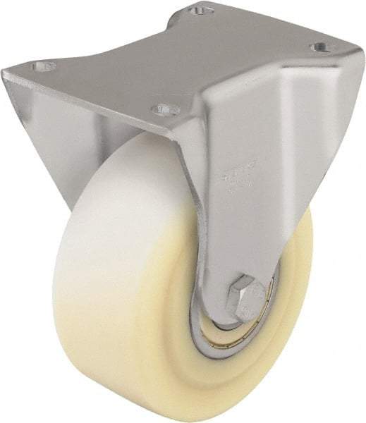 Blickle - 5" Diam x 2-5/32" Wide x 6-11/16" OAH Top Plate Mount Rigid Caster - Impact-Resistant Cast Nylon, 1,980 Lb Capacity, Ball Bearing, 5-1/2 x 4-3/8" Plate - Caliber Tooling