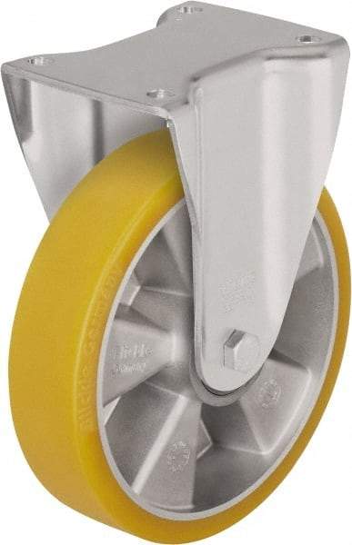 Blickle - 6-1/2" Diam x 1-31/32" Wide x 7-61/64" OAH Top Plate Mount Rigid Caster - Polyurethane-Elastomer Blickle Softhane, 1,210 Lb Capacity, Ball Bearing, 5-1/2 x 4-3/8" Plate - Caliber Tooling