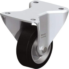 Blickle - 5" Diam x 1-37/64" Wide x 5-1/2" OAH Top Plate Mount Rigid Caster - Solid Rubber, 440 Lb Capacity, Ball Bearing, 5-1/2 x 4-3/8" Plate - Caliber Tooling