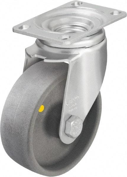 Blickle - 5" Diam x 1-9/16" Wide x 6-1/8" OAH Top Plate Mount Swivel Caster - Impact-Resistant Nylon, 400 Lb Capacity, Ball Bearing, 3-5/8 x 2-1/2" Plate - Caliber Tooling