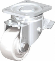 Blickle - 3" Diam x 1-29/64" Wide x 4-23/32" OAH Top Plate Mount Swivel Caster with Brake - Impact-Resistant Nylon, 770 Lb Capacity, Ball Bearing, 3-15/16 x 3-3/8" Plate - Caliber Tooling