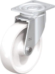 Blickle - 8" Diam x 1-31/32" Wide x 9-41/64" OAH Top Plate Mount Swivel Caster - Impact-Resistant Nylon, 1,980 Lb Capacity, Plain Bore Bearing, 5-1/2 x 4-3/8" Plate - Caliber Tooling