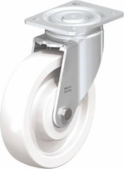 Blickle - 8" Diam x 1-31/32" Wide x 9-41/64" OAH Top Plate Mount Swivel Caster - Impact-Resistant Nylon, 1,980 Lb Capacity, Ball Bearing, 5-1/2 x 4-3/8" Plate - Caliber Tooling