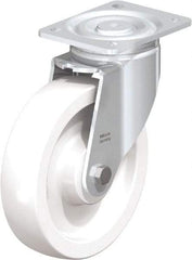 Blickle - 8" Diam x 1-31/32" Wide x 9-41/64" OAH Top Plate Mount Swivel Caster - Impact-Resistant Nylon, 1,980 Lb Capacity, Plain Bore Bearing, 5-1/2 x 4-3/8" Plate - Caliber Tooling