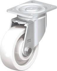 Blickle - 6" Diam x 1-31/32" Wide x 7-3/4" OAH Top Plate Mount Swivel Caster - Impact-Resistant Nylon, 1,760 Lb Capacity, Ball Bearing, 5-1/2 x 4-3/8" Plate - Caliber Tooling