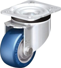 Blickle - 3" Diam x 1-37/64" Wide x 4-21/64" OAH Top Plate Mount Swivel Caster - Polyurethane-Elastomer Blickle Besthane, 506 Lb Capacity, Ball Bearing, 3-15/16 x 3-3/8" Plate - Caliber Tooling