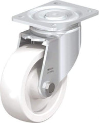 Blickle - 6" Diam x 1-31/32" Wide x 7-3/4" OAH Top Plate Mount Swivel Caster - Impact-Resistant Nylon, 1,760 Lb Capacity, Plain Bore Bearing, 5-1/2 x 4-3/8" Plate - Caliber Tooling