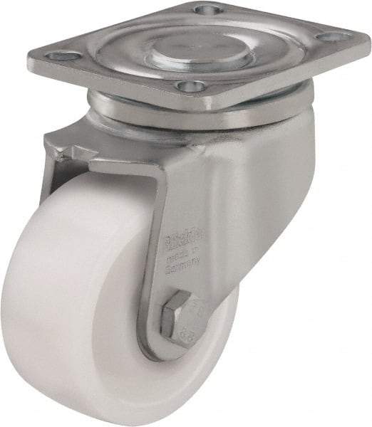 Blickle - 3" Diam x 1-49/64" Wide x 4-23/32" OAH Top Plate Mount Swivel Caster - Solid Rubber, 440 Lb Capacity, Ball Bearing, 3-15/16 x 3-3/8" Plate - Caliber Tooling