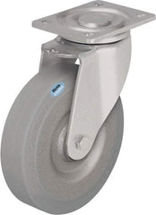 Blickle - 8" Diam x 1-31/32" Wide x 9-41/64" OAH Top Plate Mount Swivel Caster - Solid Rubber, 1,320 Lb Capacity, Ball Bearing, 5-1/2 x 4-3/8" Plate - Caliber Tooling