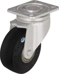 Blickle - 5" Diam x 1-31/32" Wide x 6-11/16" OAH Top Plate Mount Swivel Caster - Solid Rubber, 704 Lb Capacity, Ball Bearing, 5-1/2 x 4-3/8" Plate - Caliber Tooling