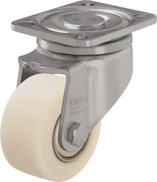 Blickle - 3" Diam x 1-37/64" Wide x 4-23/32" OAH Top Plate Mount Swivel Caster - Impact-Resistant Cast Nylon, 1,540 Lb Capacity, Ball Bearing, 3-15/16 x 3-3/8" Plate - Caliber Tooling