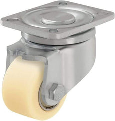 Blickle - 2-1/2" Diam x 1-37/64" Wide x 3-13/16" OAH Top Plate Mount Swivel Caster - Impact-Resistant Cast Nylon, 1,430 Lb Capacity, Ball Bearing, 3-15/16 x 3-3/8" Plate - Caliber Tooling