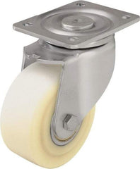 Blickle - 4" Diam x 1-37/64" Wide x 5-33/64" OAH Top Plate Mount Swivel Caster - Impact-Resistant Cast Nylon, 1,540 Lb Capacity, Ball Bearing, 5-1/2 x 4-3/8" Plate - Caliber Tooling