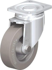 Blickle - 5" Diam x 1-9/16" Wide x 6-1/2" OAH Top Plate Mount Swivel Caster - Solid Rubber, 550 Lb Capacity, Ball Bearing, 3-15/16 x 3-3/8" Plate - Caliber Tooling