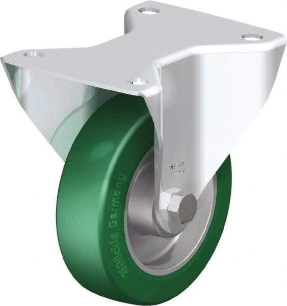 Blickle - 5" Diam x 1-9/16" Wide x 6-7/64" OAH Top Plate Mount Rigid Caster - Polyurethane-Elastomer Blickle Softhane, 770 Lb Capacity, Ball Bearing, 5-1/2 x 4-3/8" Plate - Caliber Tooling