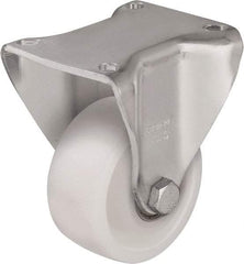 Blickle - 4" Diam x 1-29/64" Wide x 5-1/2" OAH Top Plate Mount Rigid Caster - Impact-Resistant Nylon, 1,100 Lb Capacity, Ball Bearing, 5-1/2 x 4-3/8" Plate - Caliber Tooling