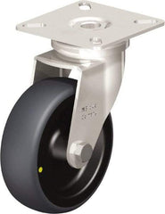 Blickle - 3" Diam x 63/64" Wide x 3-15/16" OAH Top Plate Mount Swivel Caster - Thermoplastic Rubber Elastomer (TPE), 110 Lb Capacity, Plain Bore Bearing, 2-3/8 x 2-3/8" Plate - Caliber Tooling