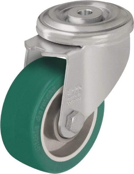 Blickle - 3" Diam x 1-37/64" Wide x 4-21/64" OAH Hollow Kingpin Mount Swivel Caster - Polyurethane-Elastomer Blickle Softhane, 506 Lb Capacity, Ball Bearing, Hollow Kingpin Stem - Caliber Tooling