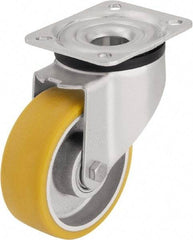 Blickle - 3" Diam x 1-11/64" Wide x 4-21/64" OAH Top Plate Mount Swivel Caster - Polyurethane-Elastomer Blickle Extrathane, 396 Lb Capacity, Ball Bearing, 3-15/16 x 3-3/8" Plate - Caliber Tooling