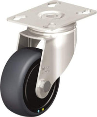 Blickle - 3" Diam x 1-1/4" Wide x 4-3/8" OAH Top Plate Mount Swivel Caster - Thermoplastic Rubber Elastomer (TPE), 143 Lb Capacity, Ball Bearing, 3-9/16 x 2-5/8" Plate - Caliber Tooling