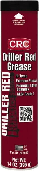 CRC - 14 oz Cartridge Lithium Extreme Pressure Grease - Red, Extreme Pressure & High Temperature, 400°F Max Temp, NLGIG 2, - Caliber Tooling