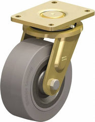 Blickle - 8" Diam x 3-9/64" Wide x 10-1/32" OAH Top Plate Mount Swivel Caster - Solid Rubber, 1,870 Lb Capacity, Ball Bearing, 6-7/8 x 5-1/2" Plate - Caliber Tooling