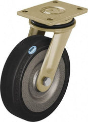 Blickle - 10" Diam x 2-23/64" Wide x 12" OAH Top Plate Mount Swivel Caster - Solid Rubber, 1,870 Lb Capacity, Ball Bearing, 6-7/8 x 5-1/2" Plate - Caliber Tooling